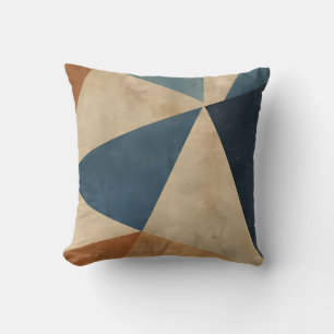 Geometric Pattern in Blues, Tans, and Rust Throw Pillow