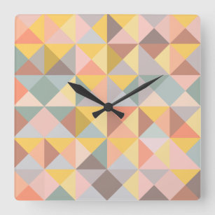 Geometric Pattern in Fall and Autumn Earth Tones Square Wall Clock
