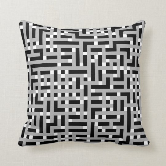 Geometric Pattern in Gray, Black and White. Throw Pillow