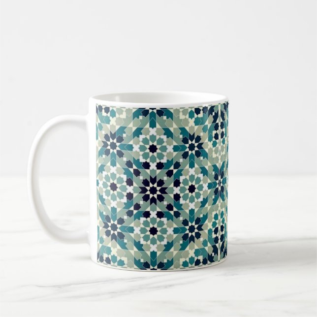 Geometric Pattern in Green Color Coffee Mug (Left)
