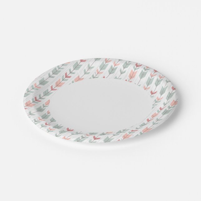 Geometric pattern in retro style paper plates (Angled)