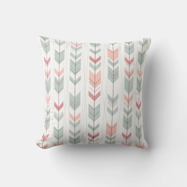 Geometric pattern in retro style throw pillow (Front)