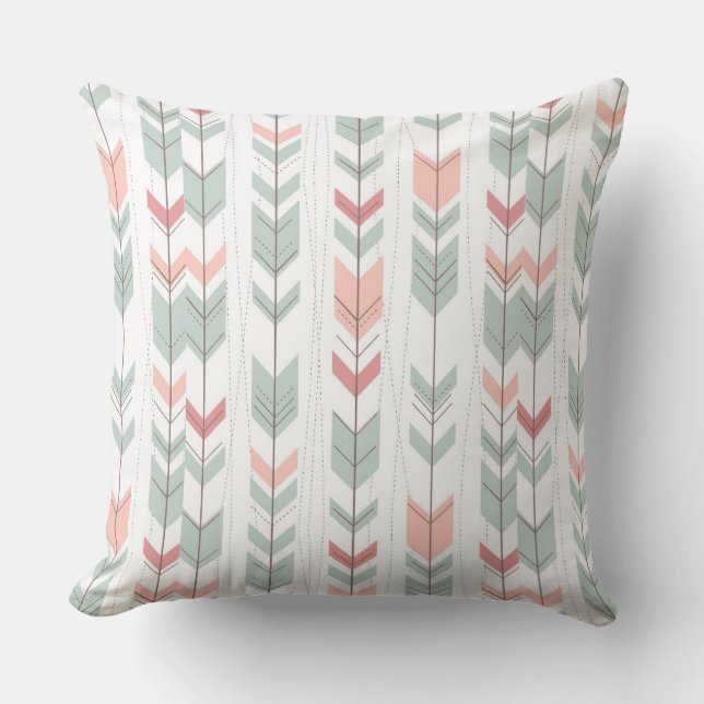Geometric pattern in retro style throw pillow (Front)