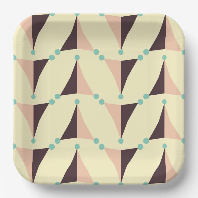 Geometric pattern in retro vibe paper plates (Front)