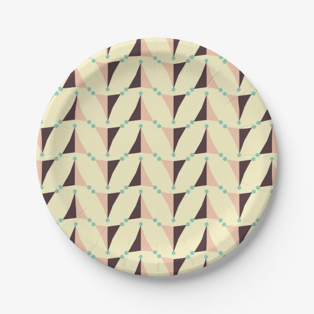 Geometric pattern in retro vibe paper plates (Front)