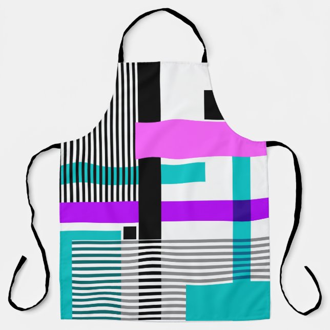 geometric pattern in striped and neon colors apron (Front)