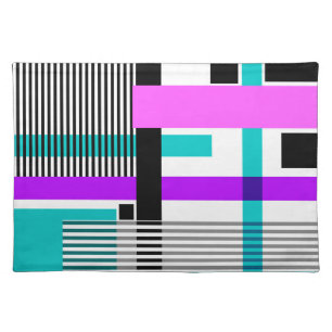 geometric pattern in striped and neon colors cloth placemat
