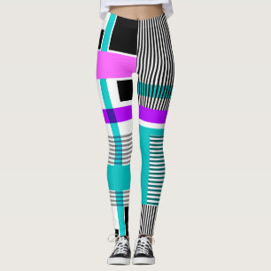 geometric pattern in striped and neon colors leggings