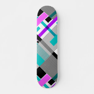 geometric pattern in striped and neon colors skateboard