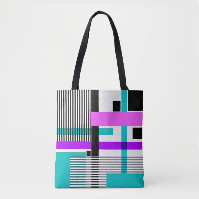 geometric pattern in striped and neon colors tote bag (Front)