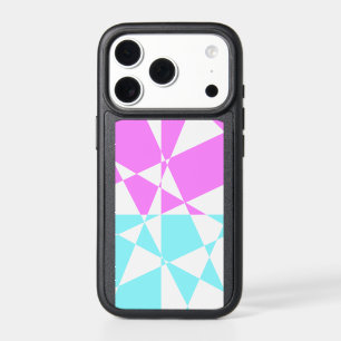 Geometric Pattern in White, Pink and Light Blue iPhone 17 Pro Case