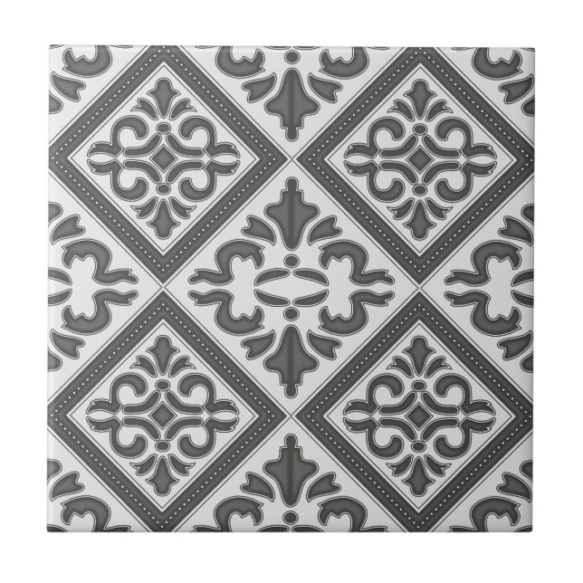 Geometric Pattern Lattice  Ceramic Tile (Front)