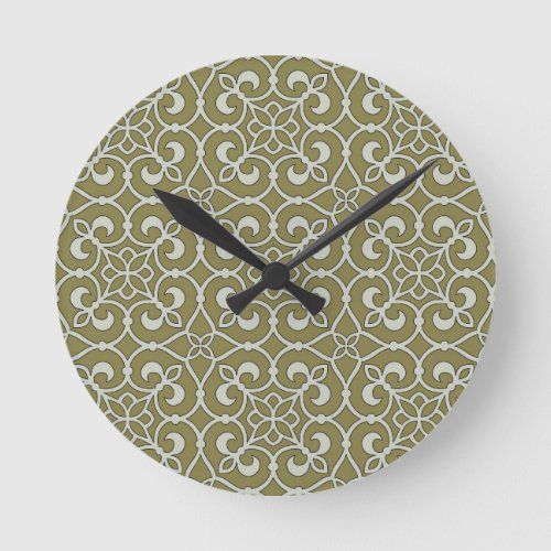 Geometric Pattern Lattice  Round Clock
