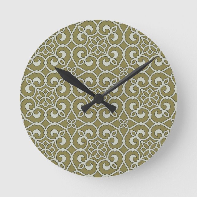 Geometric Pattern Lattice  Round Clock (Front)