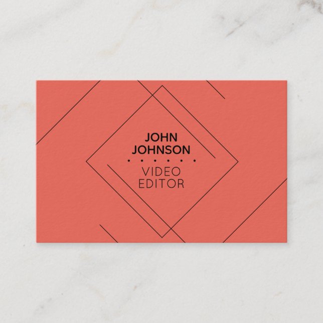 Geometric pattern line artistic modern red business card (Front)