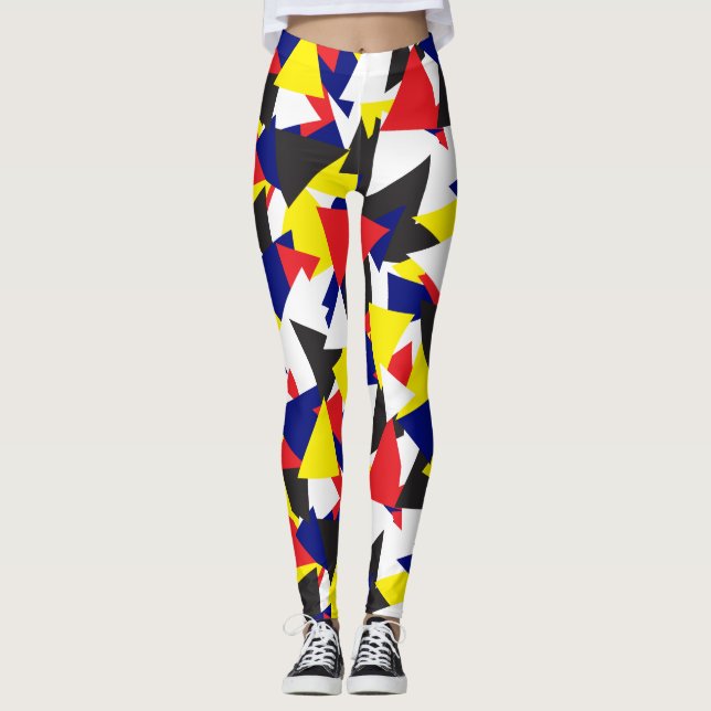 Geometric Pattern Maritime Flags Colorful Leggings (Front)