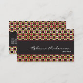 Geometric pattern maroon, olive, & black business card (Front/Back)
