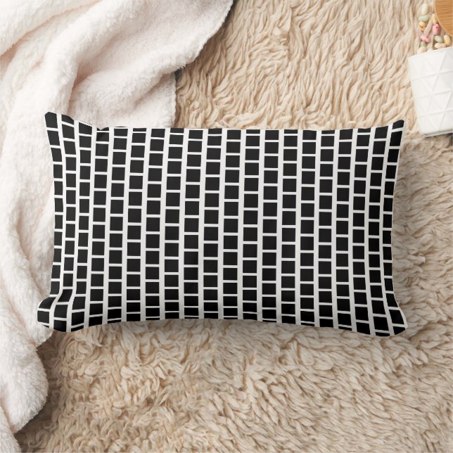 Geometric Pattern Modern Black and White Lumbar Pi Pillow (Blanket)