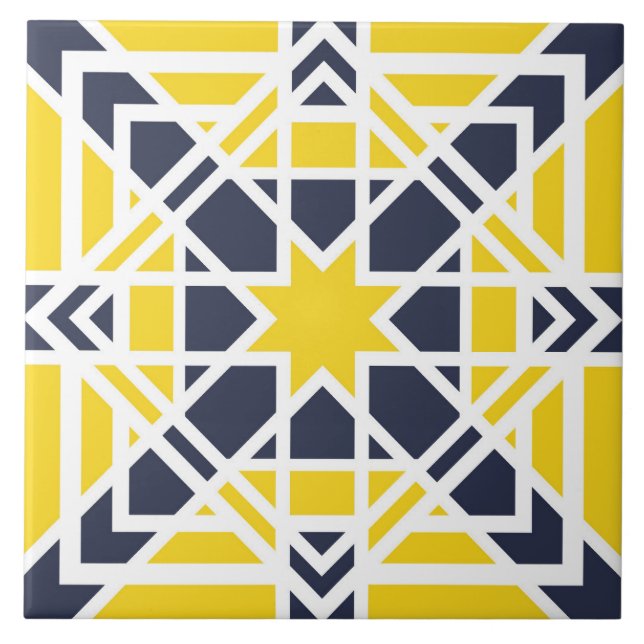 Geometric pattern, modern design, octagonal star ceramic tile (Front)