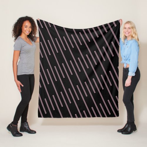 Geometric Pattern Modern Pink Black Fleece Blanket