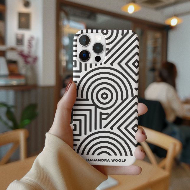 Geometric Pattern Modern Stylish Gray & White  Case-Mate iPhone Case (Creator Uploaded)