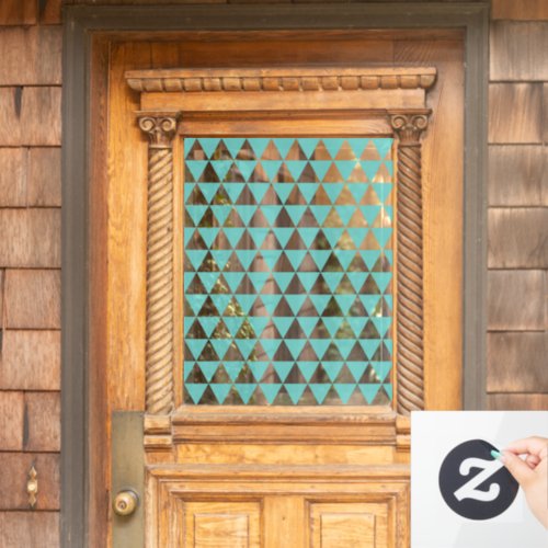 Geometric Pattern  Modern Stylish Teal Green Window Cling