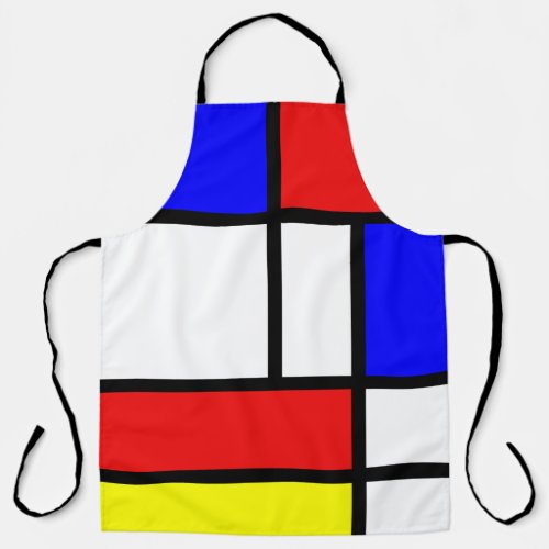 Geometric Pattern Mondrian Art Style Modern Apron