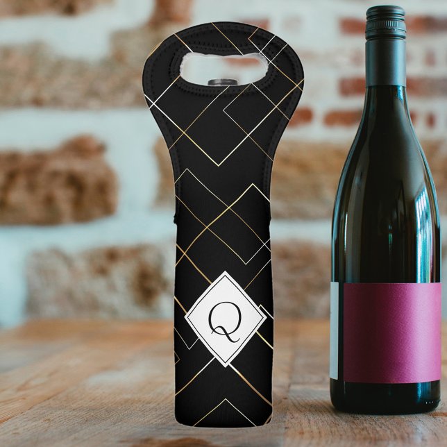 Geometric Pattern Monogram  Wine Bag (Creator Uploaded)