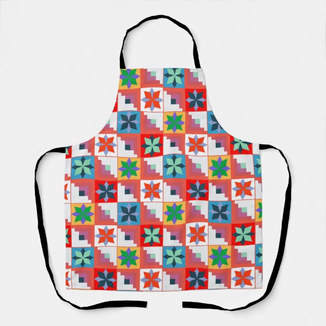 Geometric pattern multicolored patchwork  apron (Front)