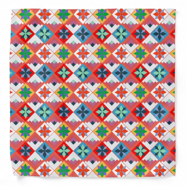 Geometric pattern multicolored patchwork  bandana (Front)