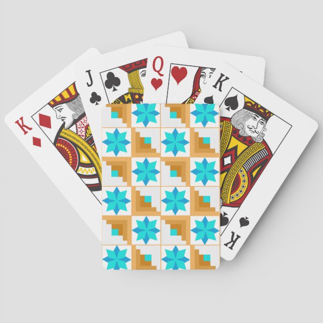Geometric pattern multicolored patchwork poker cards (Back)