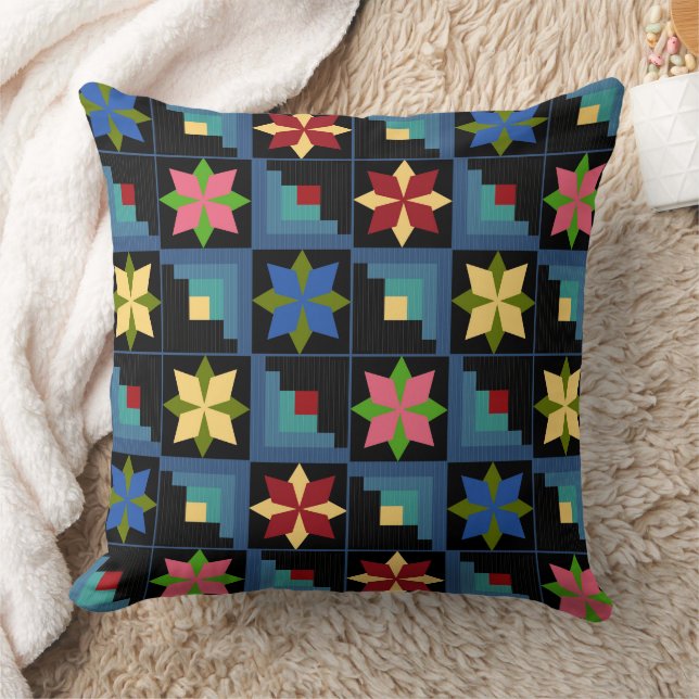 Geometric pattern multicolored patchwork  throw pillow (Blanket)
