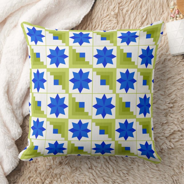 Geometric pattern multicolored patchwork throw pillow (Blanket)