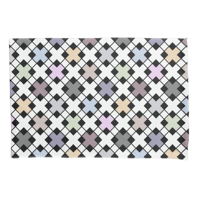 Geometric pattern multicolored pillow case (Front)