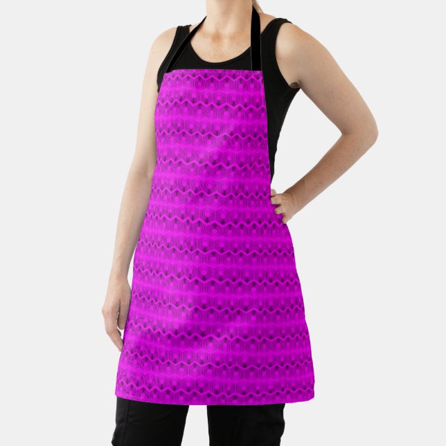 geometric pattern neon fuchsia color apron (Insitu)