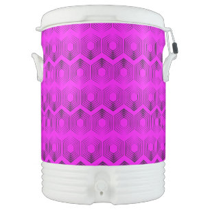 geometric pattern neon fuchsia color beverage cooler