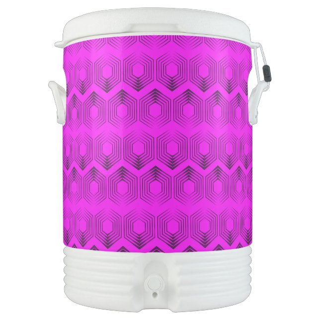 geometric pattern neon fuchsia color beverage cooler (Front)