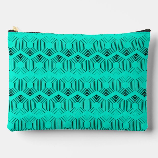 geometric pattern neon green colors accessory pouch (Front)