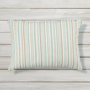Geometric pattern of brown and green lines outdoor pillow