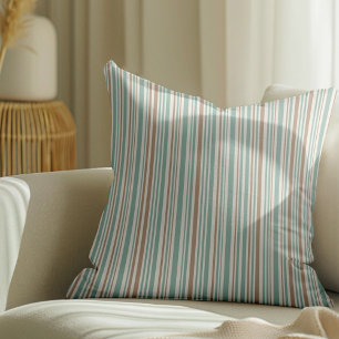 Geometric pattern of brown and green lines throw pillow