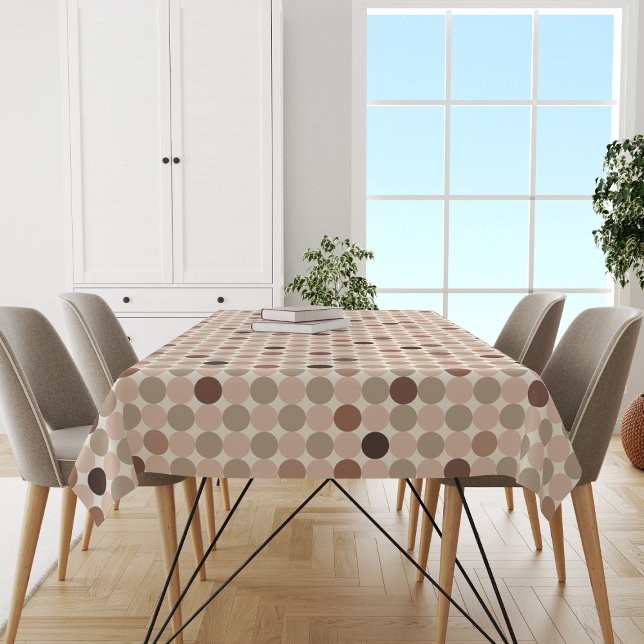 Geometric pattern of brown and pink polka dots tablecloth (Creator Uploaded)