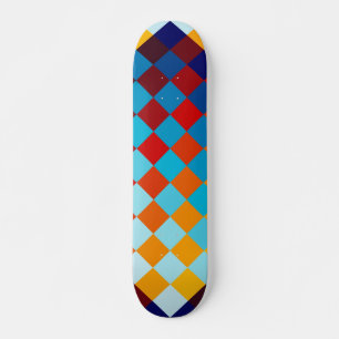 Geometric pattern of colorful squares skateboard