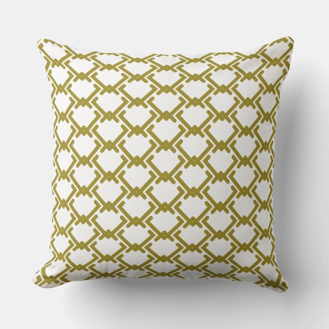 Geometric Pattern of Different Size Gold Chevrons Throw Pillow (Front)