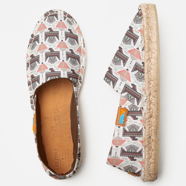 Geometric Pattern Of Eagles And Mountains Espadrilles (Side)