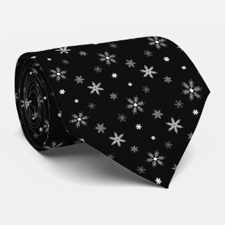 geometric pattern of flakes black neck tie