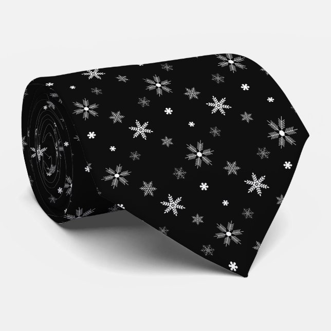 geometric pattern of flakes black neck tie (Rolled)