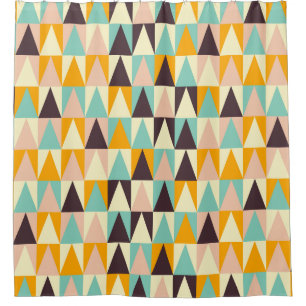 Geometric pattern of multi-colored triangles  shower curtain