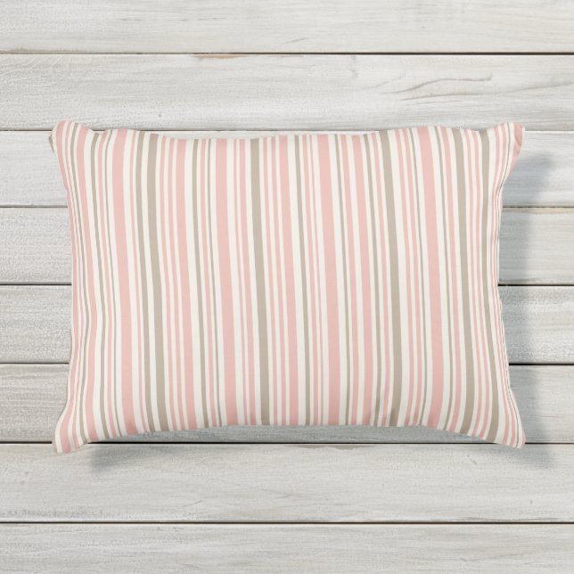 Geometric pattern of pink and brown lines outdoor pillow (Front)