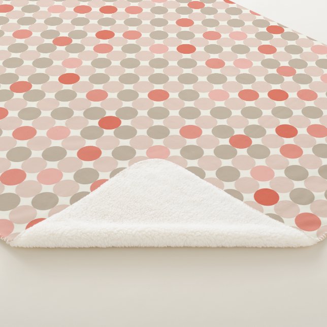 Geometric pattern of red and pink polka dots sherpa blanket (3/4)
