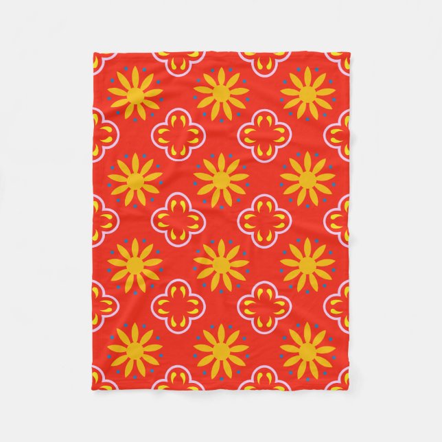 Geometric pattern of retro  fleece blanket (Front)